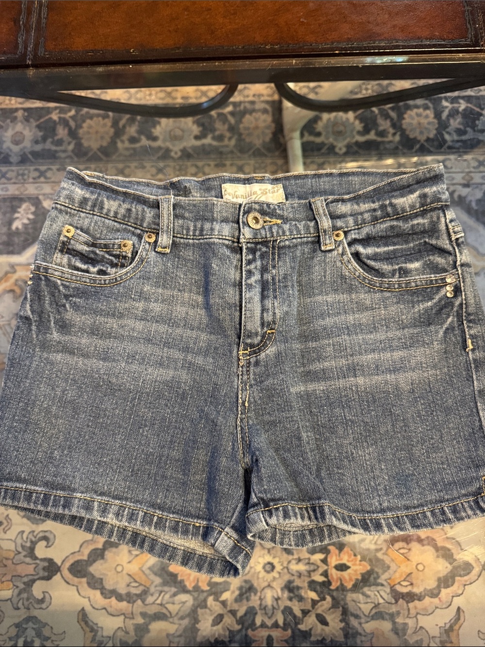 VTG Vanilla Star Denim Mid- Rise Women's Shorts - Blue